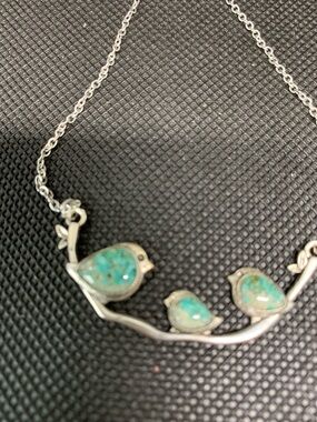Silver Branch Necklace with Turquoise Opal Accents